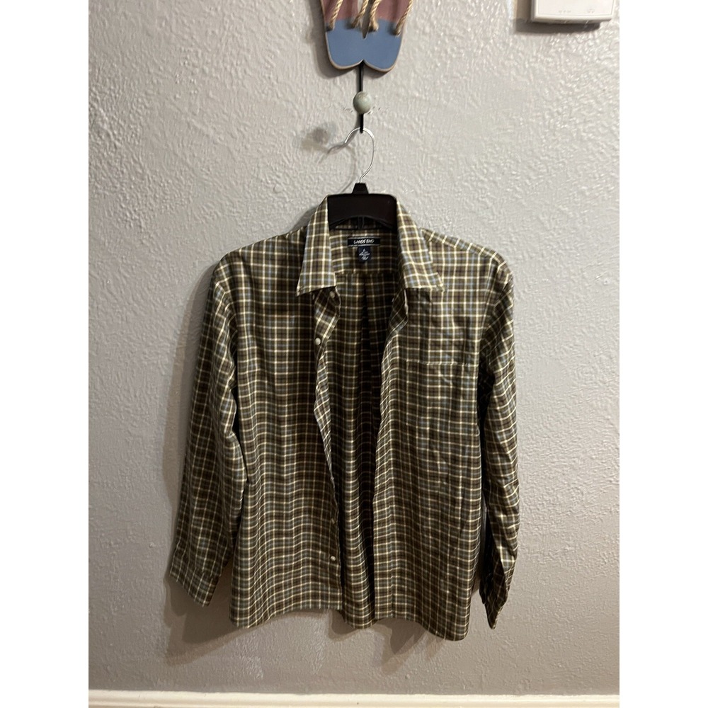 Lands End Mens long sleeve plaid button up shirt size large